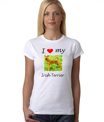 Dogs - I Heart My Irish Terrier on Womans Shirt